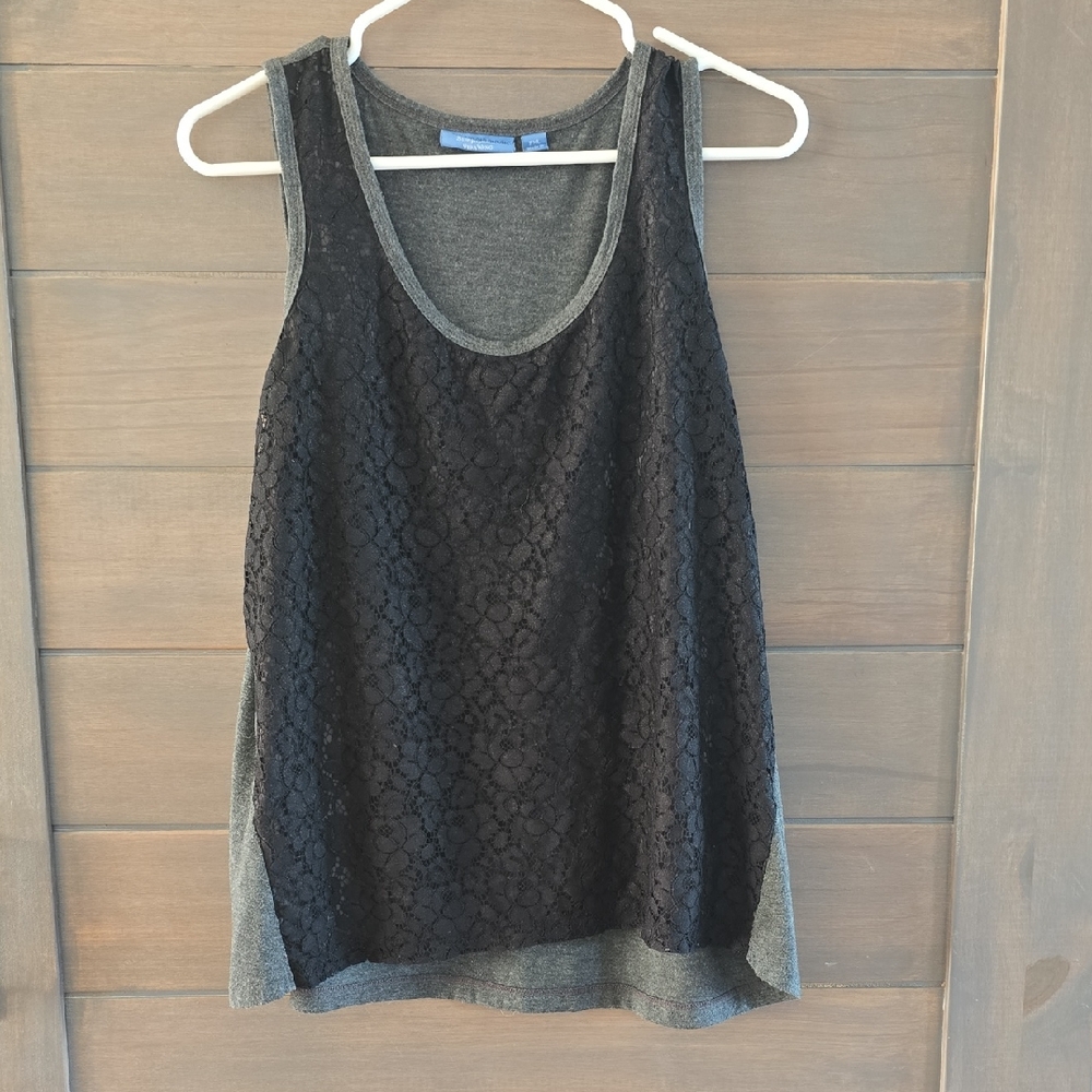Simply Vera Vera Wang Black and Gray Lace Tank Top
